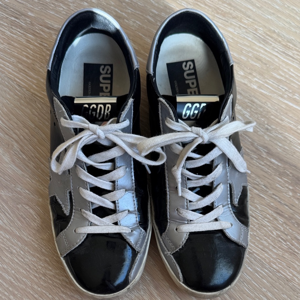 Golden Goose Black and Silver Star Sneakers - Picture 2 of 6
